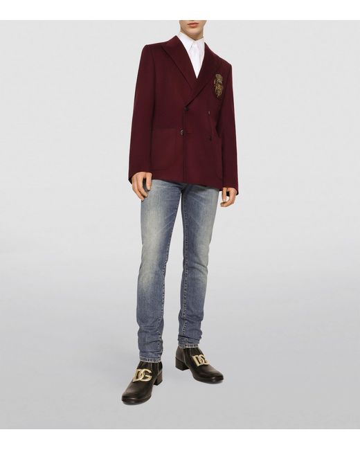 Dolce & Gabbana Purple Wool-Cashmere Dg Patch Jacket for men