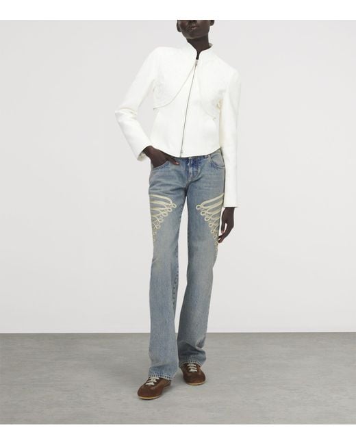 McQueen Blue Metallic-Frogging Straight Jeans