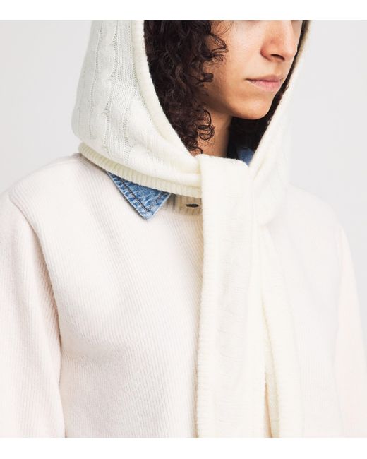 Polo Ralph Lauren White Wool-Cashmere Cable-Knit Wrap Snood