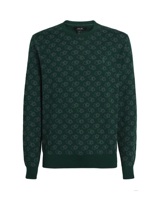 Ralph Lauren Green Geometric Jacquard Sweater for men
