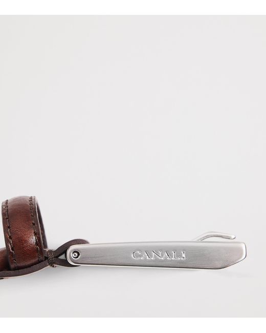 Canali Brown Leather Woven Belt for men