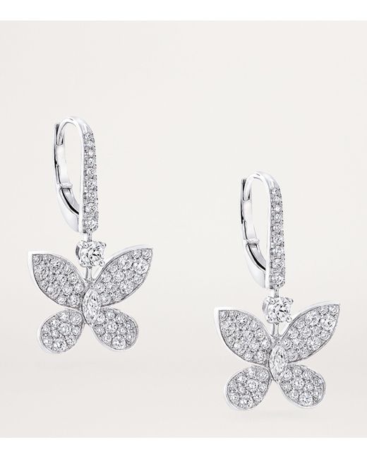 Graff White Gold And Diamond Butterfly Mini Drop Earrings