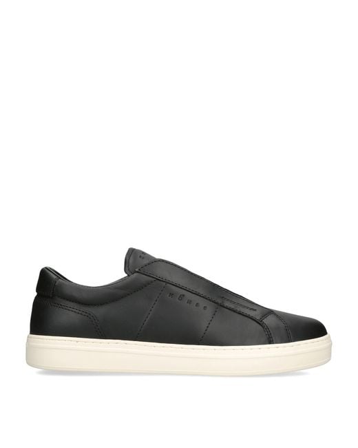 Hogan Black Leather H668 Slip-On Sneakers for men