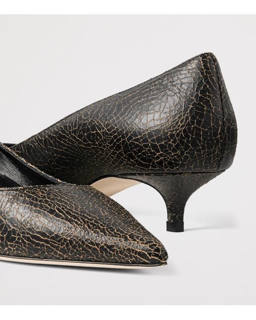Jimmy Choo Black Amelia 35 Crackled Leather Pumps
