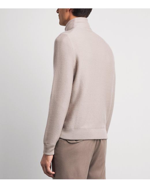 Colombo Brown Cashmere-Wool Zip-Up Cardigan for men