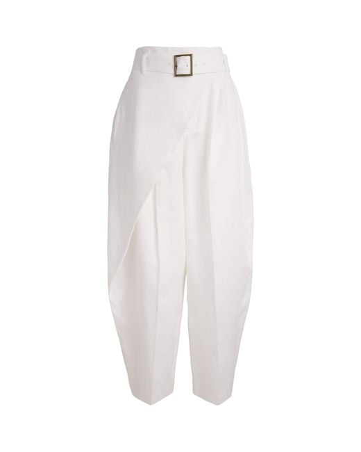 Polo Ralph Lauren White Linen Wrap Trousers