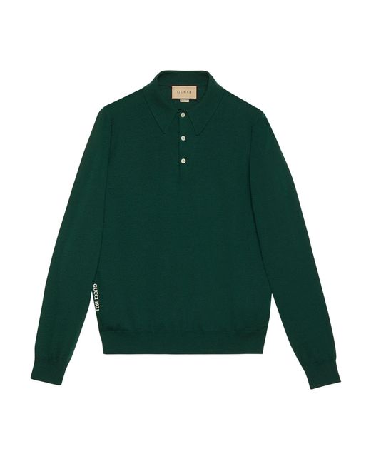 Gucci Green Wool Collared Sweater for men