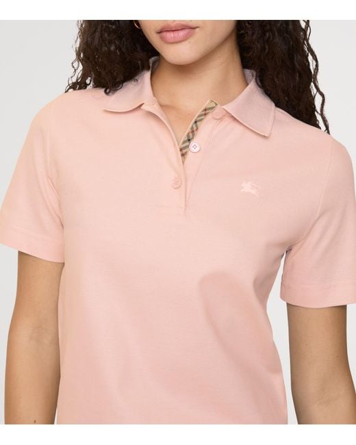 Burberry Pink Cotton Ekd -Embroidered Polo Shirt for men