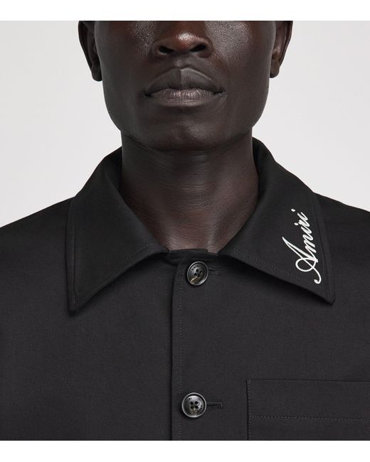 Amiri Black Cotton Script Shacket for men