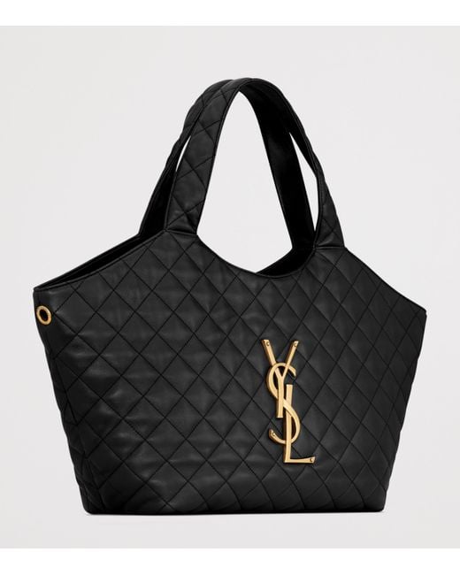 Saint Laurent Black Medium Icare Quilted Tote Bag