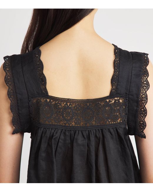 Citizens of Humanity Black Ramie Mia Embroidered Blouse