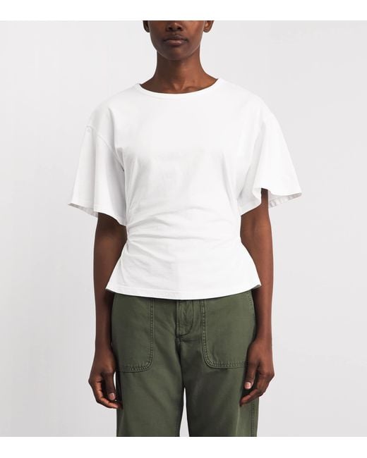 Citizens of Humanity White Cotton Ruched Fabien T-Shirt