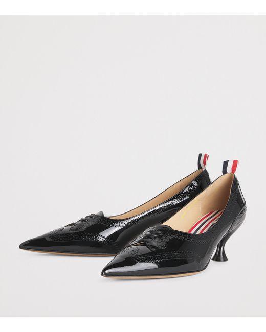Thom Browne Black Patent Leather Wingtip Pumps 50
