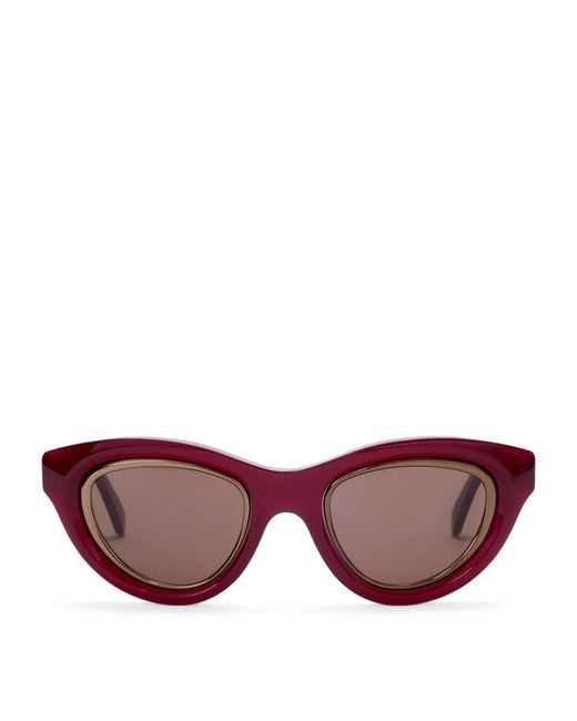 Loewe Purple Acetate Mini Anagram Cat-Eye Sunglasses
