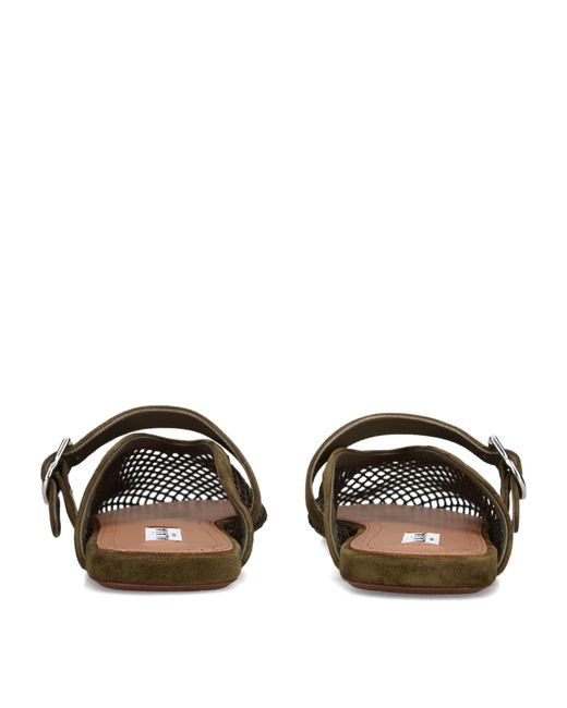 Alaïa Brown Suede Fishnet Mules