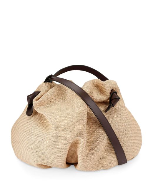 Neous Brown Raffia Taurus Dumpling Top-Handle Bag