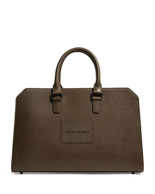 Emporio Armani Brown Leather Briefcase for men