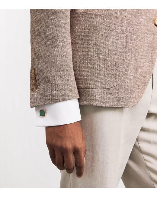 Babette Wasserman Green Rose-Plated Key Stone Cufflinks for men