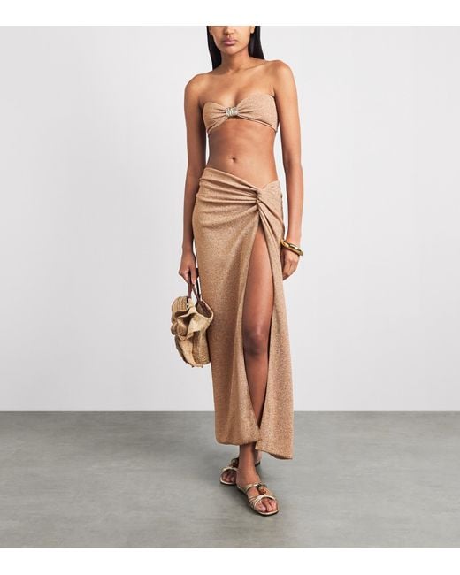 Devon Windsor Natural Glitter Knot Maxi Skirt