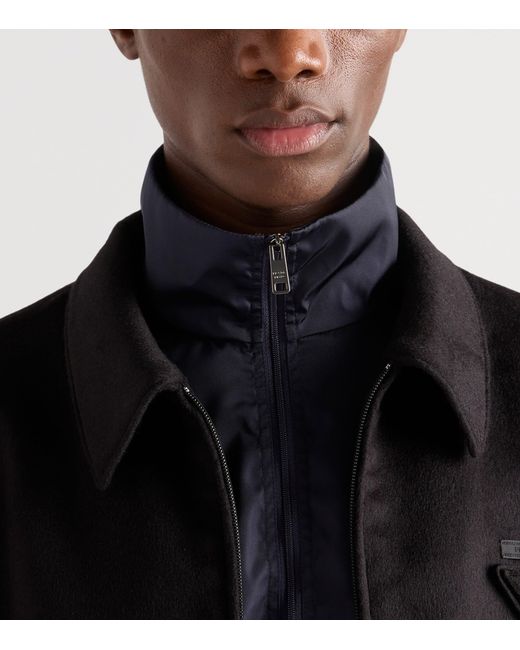 Prada Blue Superfine Wool Zip-Up Bomber Jacket for men