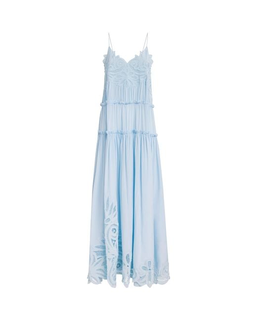 Ulla Johnson Blue Silk Lace Filippa Maxi Dress