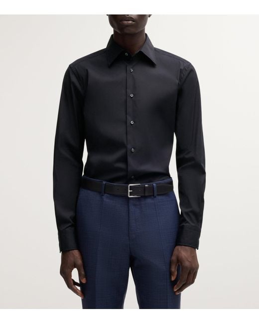 Boss Blue Stretch-Cotton Slim Shirt for men