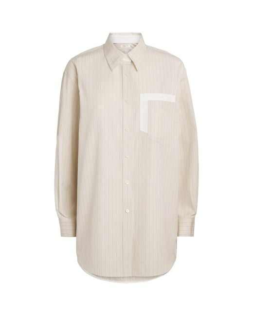 Lafayette 148 New York White Cotton Stripe Shirt