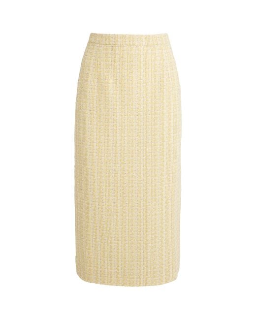 Alessandra Rich Natural Tweed Sequin-Embellished Midi Skirt