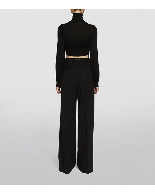 Dolce & Gabbana Black Wool Straight-Leg Trousers