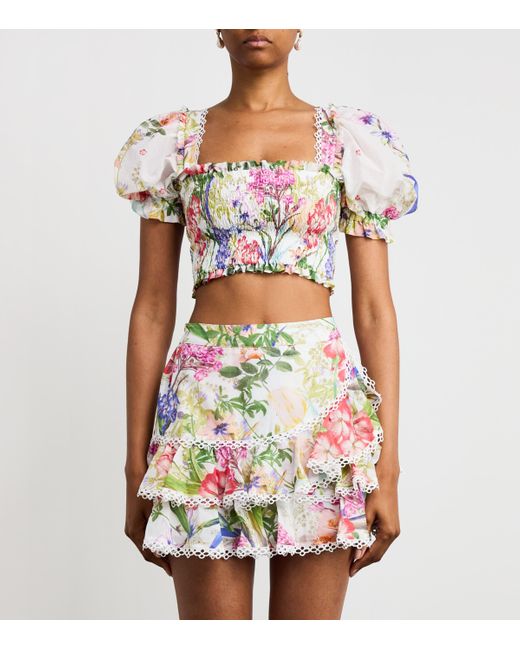 Charo Ruiz White Floral Lirio Crop Top