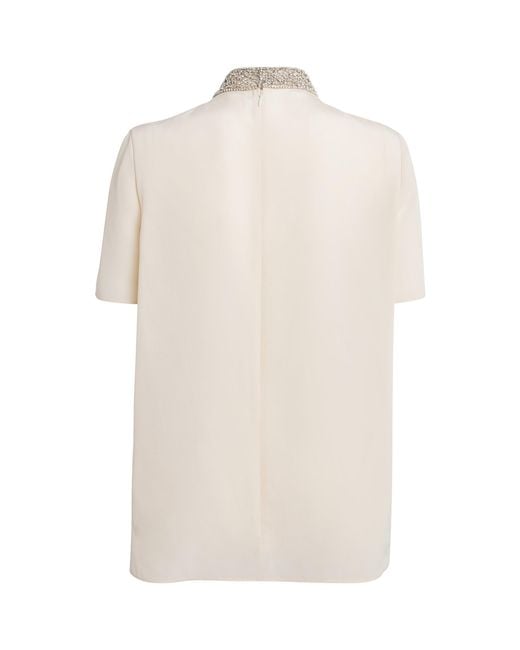 Valentino White Silk Embroidered Top