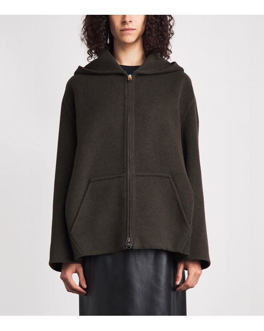 Khaite Brown Virgin Wool Zip-Up Hoodie