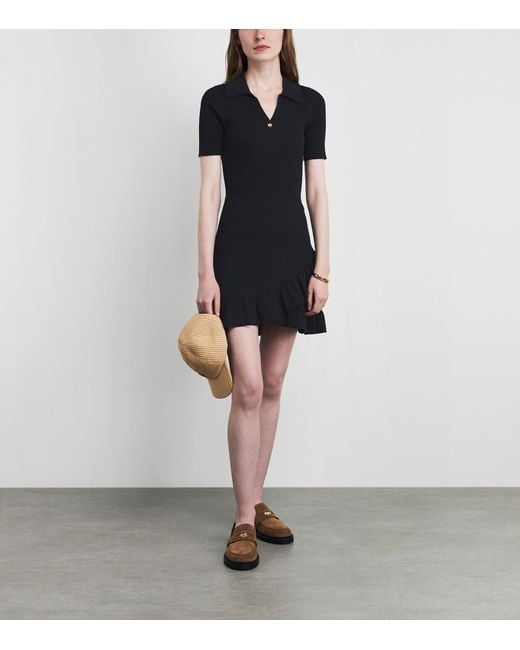 Claudie Pierlot Black Knitted Polo Mini Dress