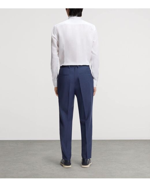 Boss White Linen-Blend Slim-Fit Shirt for men