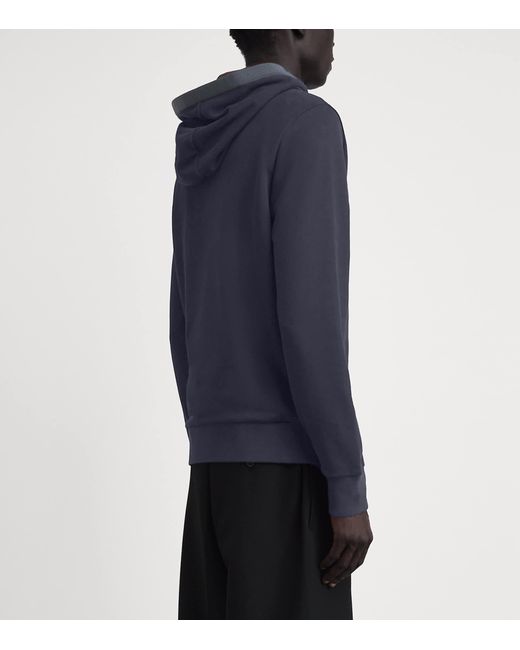 Moncler Blue Cotton Logo Patch Hoodie for men
