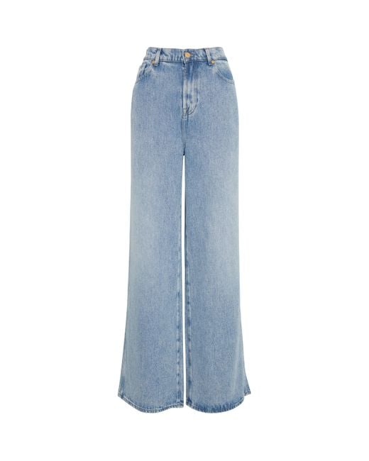 7 For All Mankind Blue Scout Abyss Wide-Leg Jeans