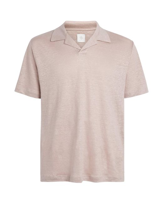 Eleventy Pink Linen Polo Shirt for men