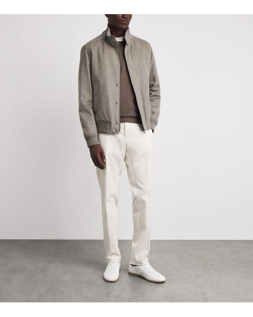 Paul & Shark Gray Cashmere Felt Bomber Jacket for men