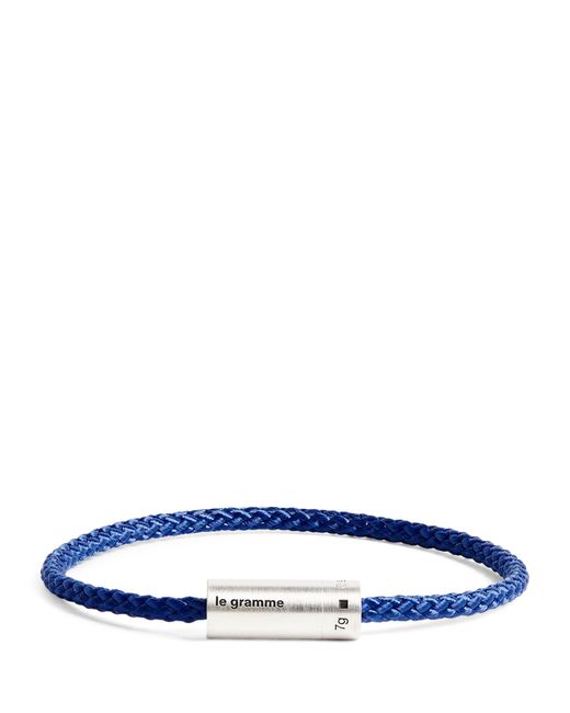 Le Gramme Blue Sterling Silver Cable Bangle for men