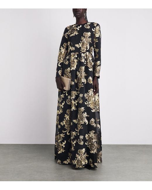 Huishan Zhang Black Embroidered Amanda Gown