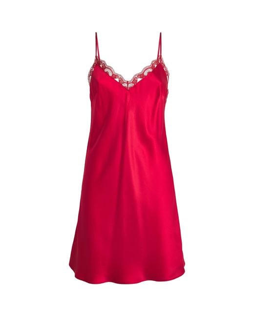 Simone Perele Red Silk-Blend Love Me Slip Dress