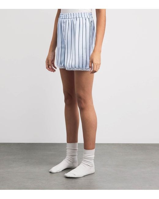Skims Blue Woven Shine Boxer Shorts