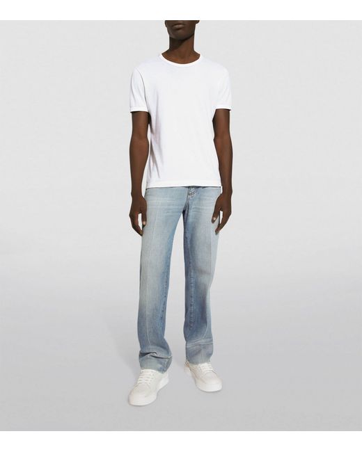 Dolce & Gabbana Blue Cotton Straight Jeans for men