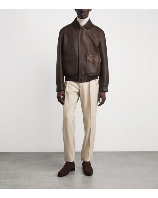 Ralph Lauren Brown Leather Everett Flight Jacket for men