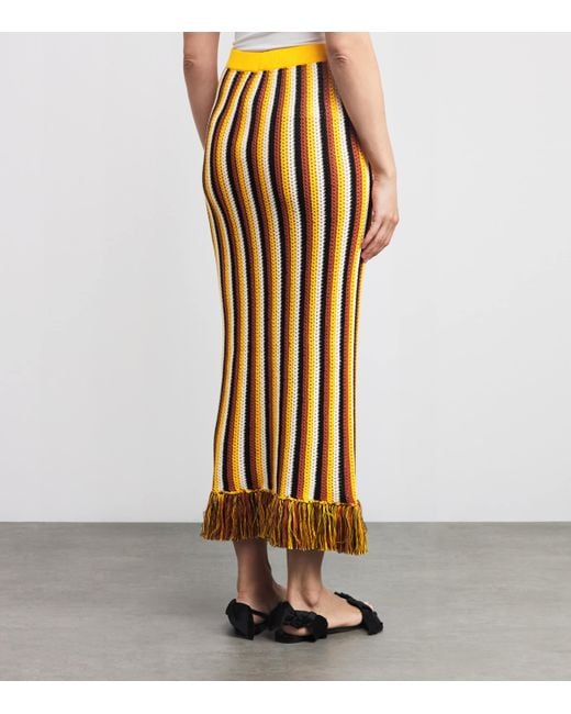 Escvdo Metallic Organic Cotton Crochet Misti Midi Skirt