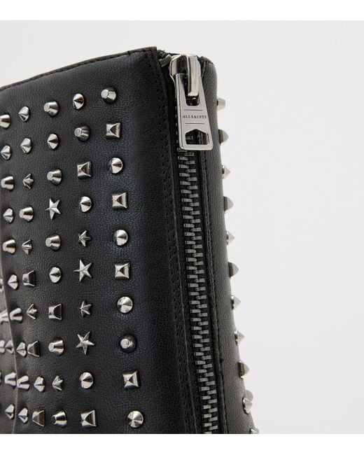 AllSaints Black Leather Stud Heeled Boots 88