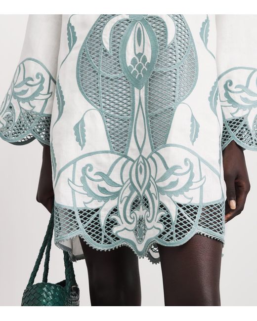 Lug Von Siga Blue Linen Embroidered Tess Mini Dress