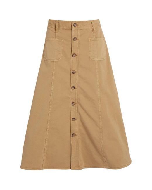 スカート Polo Ralph Lauren A-Line Button-Down Skirt With Subtle Polo Ralph Lauren A-Line Button-Down Midi Skirt in Natural