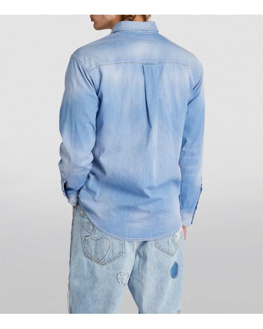 DSquared² Blue Star-chest Denim Shirt for men