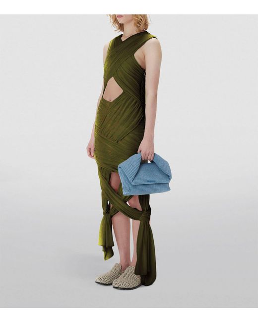 J.W. Anderson Green Cotton-blend Midi Wrap Dress